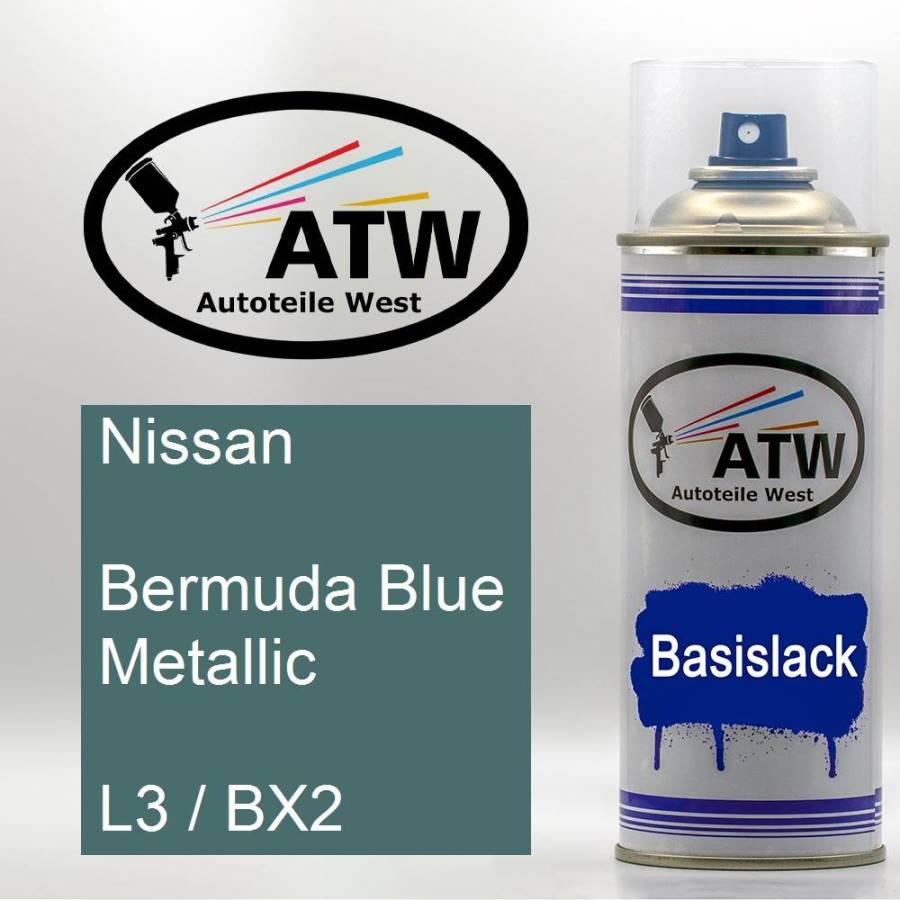 Nissan, Bermuda Blue Metallic, L3 / BX2: 400ml Sprühdose, von ATW Autoteile West.